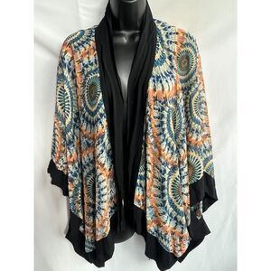 Hazel Boho Kimono Top Open Front Size L Psychedelic Flowy Goddess Ethnic Gypsy